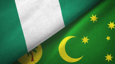 Nijerya ve Cocos Keeling Adaları iki bayrak tekstil kumaşı, kumaş dokusu