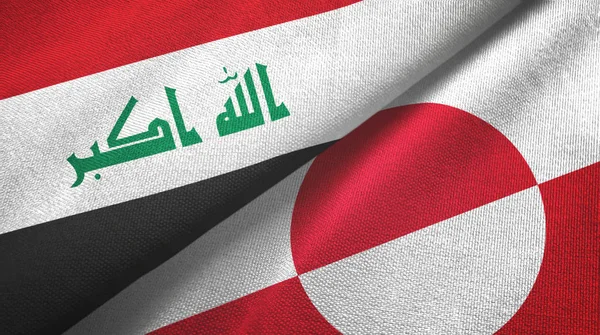 Irak und Grönland zwei Flaggen Textiltuch, Textilstruktur — Stockfoto