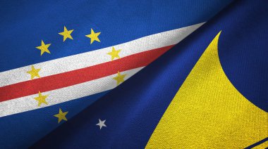 Cabo Verde ve Tokelau iki bayrak tekstil kumaşı, kumaş dokusu