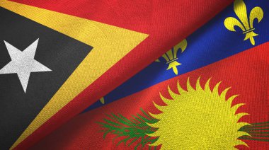 Doğu Timor ve Guadeloupe iki bayraklı kumaş, kumaş dokusu