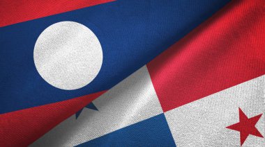 Laos ve Panama iki bayraklı kumaş, kumaş dokusu