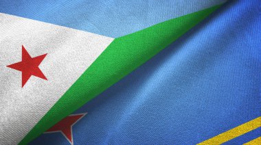 Cibuti ve Aruba iki bayrak tekstil kumaşı, kumaş dokusu