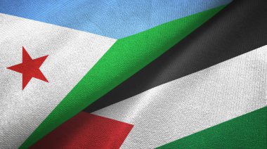 Cibuti ve Filistin iki bayrak tekstil kumaşı, kumaş dokusu