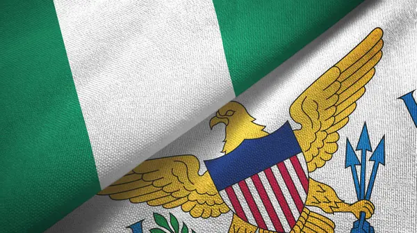 Nijerya ve Virgin Adaları Amerika Birleşik Devletleri iki bayrak tekstil kumaşı, kumaş dokusu — Stok fotoğraf