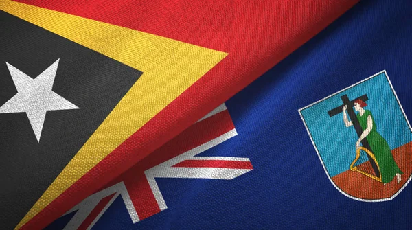 东帝汶和蒙特塞拉特两国国旗纺织品，面料质地 — 图库照片