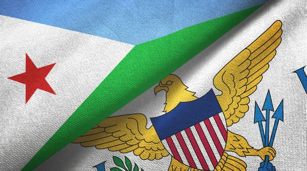 Djibouti and Virgin Islands United States two flags textile cloth — Stock Photo, Image