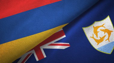 Ermenistan ve Anguilla iki bayraklı kumaş, kumaş dokusu
