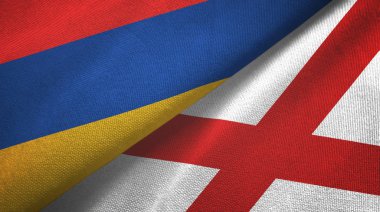 Ermenistan ve Kuzey İrlanda iki bayraklı kumaş, kumaş dokusu