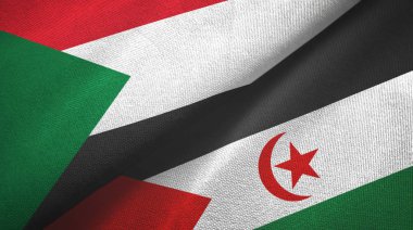 Sudan and Western Sahara two flags textile cloth, fabric texture
