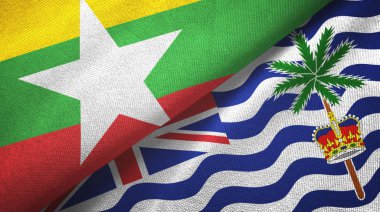 Myanmar and British Indian Territory two flags textile cloth, fabric texture