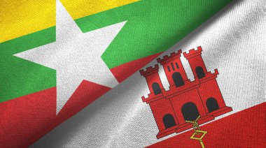 Myanmar ve Cebelitarık iki bayraklı kumaş, kumaş dokusu