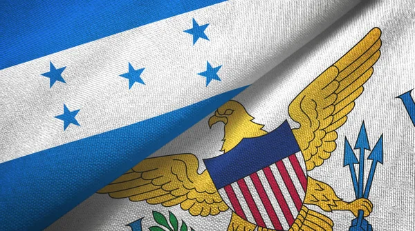 Honduras e Ilhas Virgens Estados Unidos duas bandeiras tecido — Fotografia de Stock