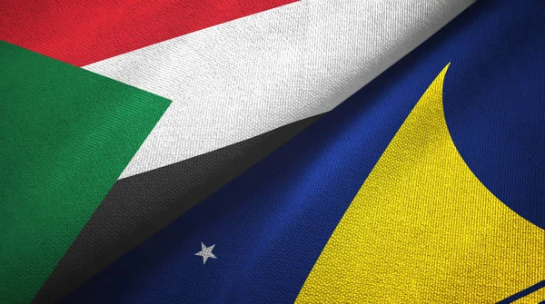 Sudan and Tokelau two flags textile cloth, fabric texture