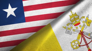 Liberya ve Vatikan iki bayrak tekstil kumaşı, kumaş dokusu