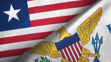 Liberya ve Virgin Adaları ABD 'de iki bayrak, tekstil kumaşı, kumaş dokusu