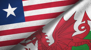 Liberya ve Galler iki bayrak tekstil kumaşı, kumaş dokusu