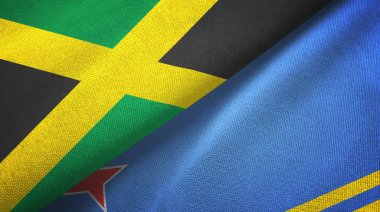 Jamaika ve Aruba iki bayrak tekstil kumaşı, kumaş dokusu