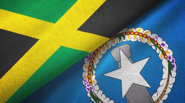 Jamaika ve Kuzey Mariana Adaları iki bayraklı kumaş, kumaş dokusu