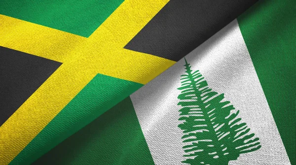 Jamaica and Norfolk Island two flags textile cloth, fabric texture — Stock Photo, Image