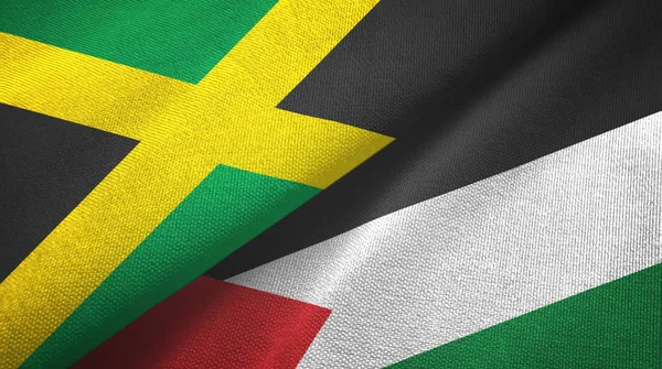 Ямайка и Палестина два флага текстильная ткань, текстура ткани — стоковое фото