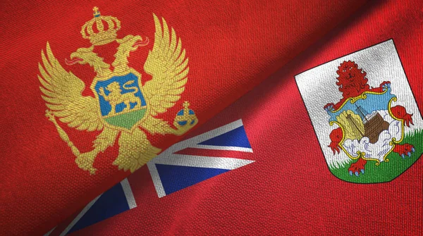 Montenegro och Bermuda två flaggor textil duk, textur — Stockfoto