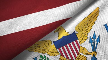 Letonya ve Virgin Adaları ABD 'de iki bayraklı tekstil kumaşı, kumaş dokusu