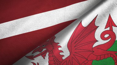 Letonya ve Galler iki bayrak tekstil kumaşı, kumaş dokusu