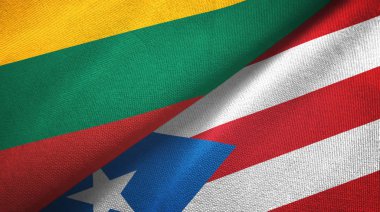 Litvanya ve Porto Riko iki bayraklı kumaş, kumaş dokusu