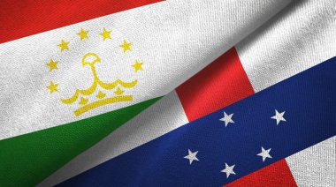 Tacikistan ve Hollanda Antilleri iki bayrak tekstil kumaşı, kumaş dokusu