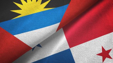 Antigua ve Barbuda ve Panama iki bayraklı kumaş, kumaş dokusu