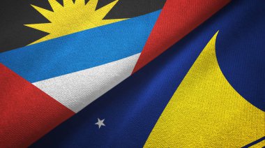 Antigua ve Barbuda ve Tokelau iki bayrak tekstil kumaşı, kumaş dokusu