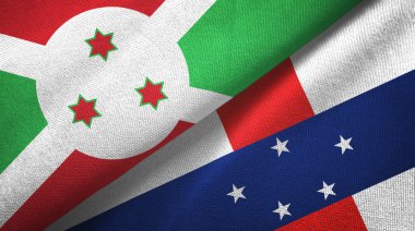 Burundi ve Hollanda Antilleri iki bayrak tekstil kumaşı, kumaş dokusu