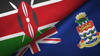 Kenya ve Cayman Adaları iki bayraklı kumaş, kumaş dokusu