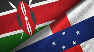 Kenya ve Hollanda Antilleri iki bayrak tekstil kumaşı, kumaş dokusu