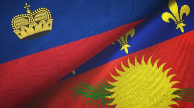 Lihtenştayn ve Guadeloupe iki bayraklı kumaş, kumaş dokusu