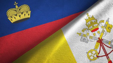 Lihtenştayn ve Vatikan iki bayraklı kumaş, kumaş dokusu