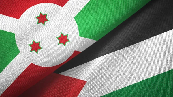 Burundi and Palestine two flags textile cloth, fabric texture — Stock Photo, Image