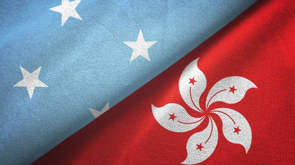 Micronesia and Hong Kong two flags textile cloth, fabric texture