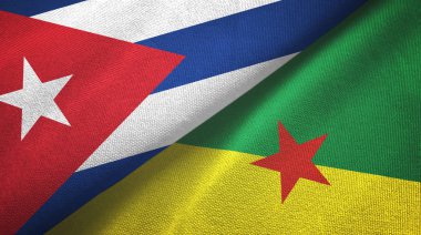 Küba ve Fransız Guyanası iki bayraklı kumaş, kumaş dokusu