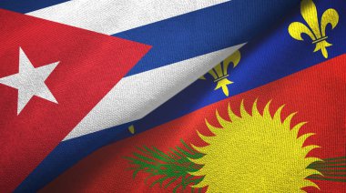 Küba ve Guadeloupe iki bayraklı kumaş, kumaş dokusu