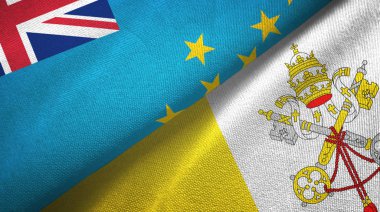 Tuvalu ve Vatikan iki bayrak tekstil kumaşı, kumaş dokusu