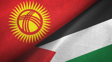 Kırgızistan ve Filistin iki bayrak tekstil kumaşı, kumaş dokusu