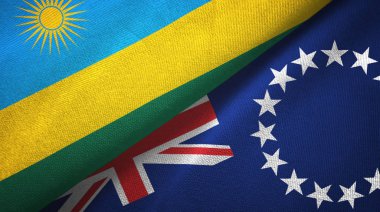 Ruanda ve Cook Adaları iki bayraklı kumaş, kumaş dokusu