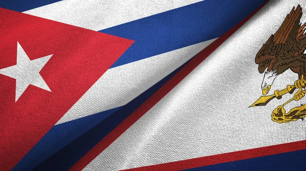 Cuba and American Samoa two flags textile cloth, fabric texture — 스톡 사진