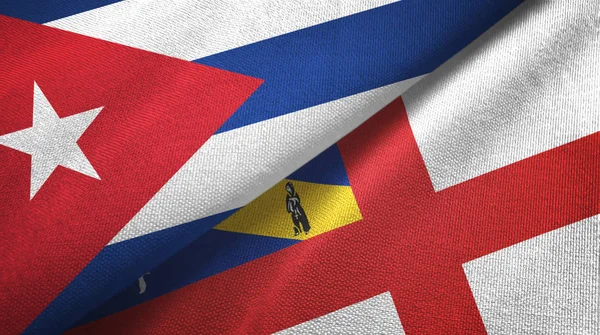 Cuba en Herm twee vlaggen textiel doek, stof textuur — Stockfoto