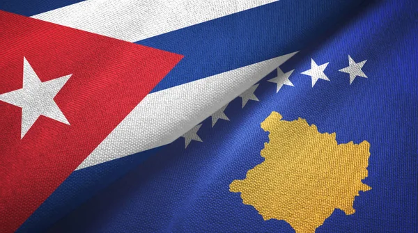 Cuba and Kosovo two flags textile cloth, fabric texture