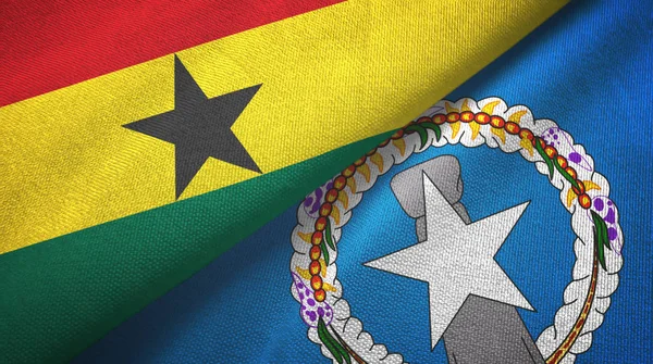 Ghana och Nordmarianerna två flaggor textilduk, textur — Stockfoto