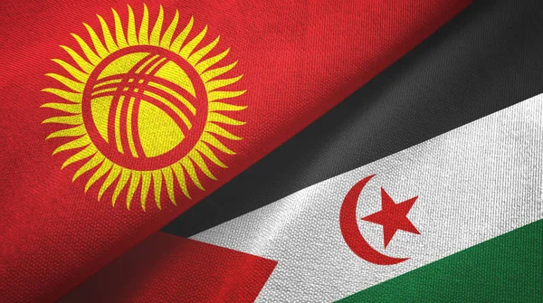 Kyrgyzstan and Western Sahara two flags textile cloth, fabric texture