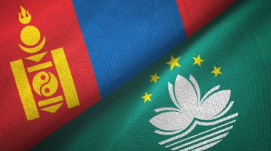 Moğolistan ve Macau iki bayraklı kumaş, kumaş dokusu