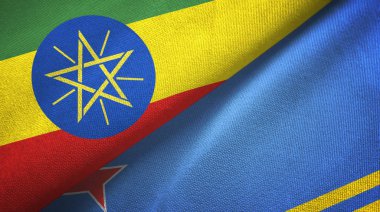 Etiyopya ve Aruba iki bayrak tekstil kumaşı, kumaş dokusu